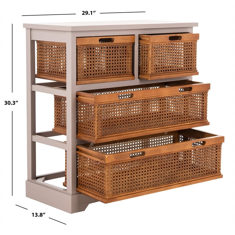 Safavieh Jackson Pine 4 Drawer Storage Unit in Grey