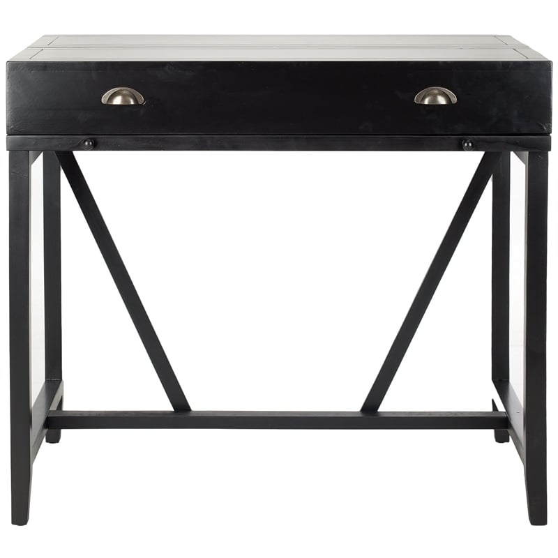 Safavieh Wyatt Pine Wood Writing Desk in Black