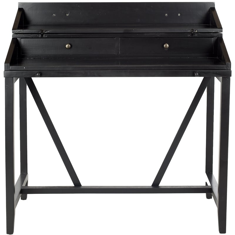 Safavieh Wyatt Pine Wood Writing Desk in Black