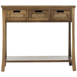 Safavieh Autumn Elm Wood 3 Drawer Console in Brown