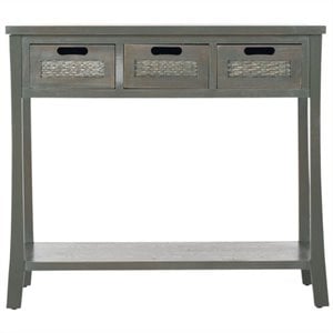 safavieh autumn elm wood 3 drawer console in blue and grey