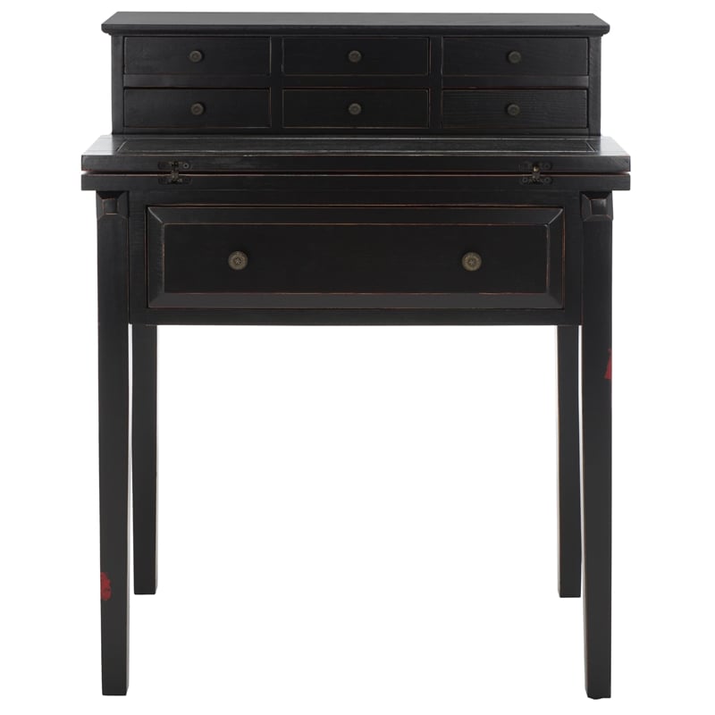Safavieh Abigail Pine Wood Desk in Black