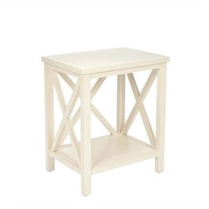Safavieh Candice Poplar Wood Cross Back End Table in White