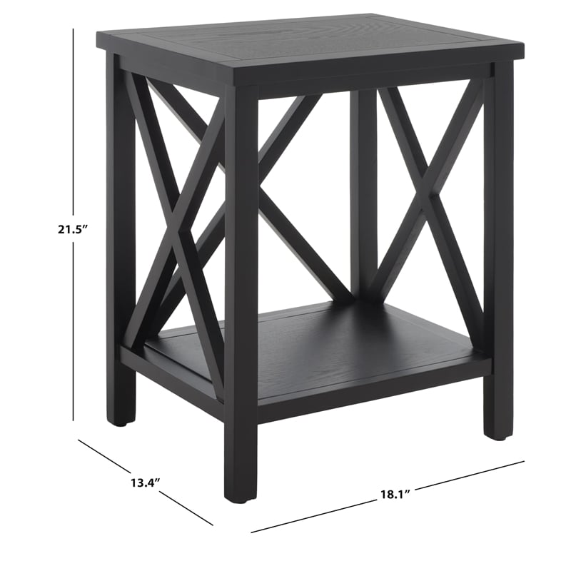 Safavieh Candence Poplar Wood End Table in Black