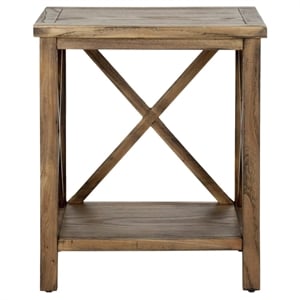Safavieh Candence Poplar Wood End Table in Oak