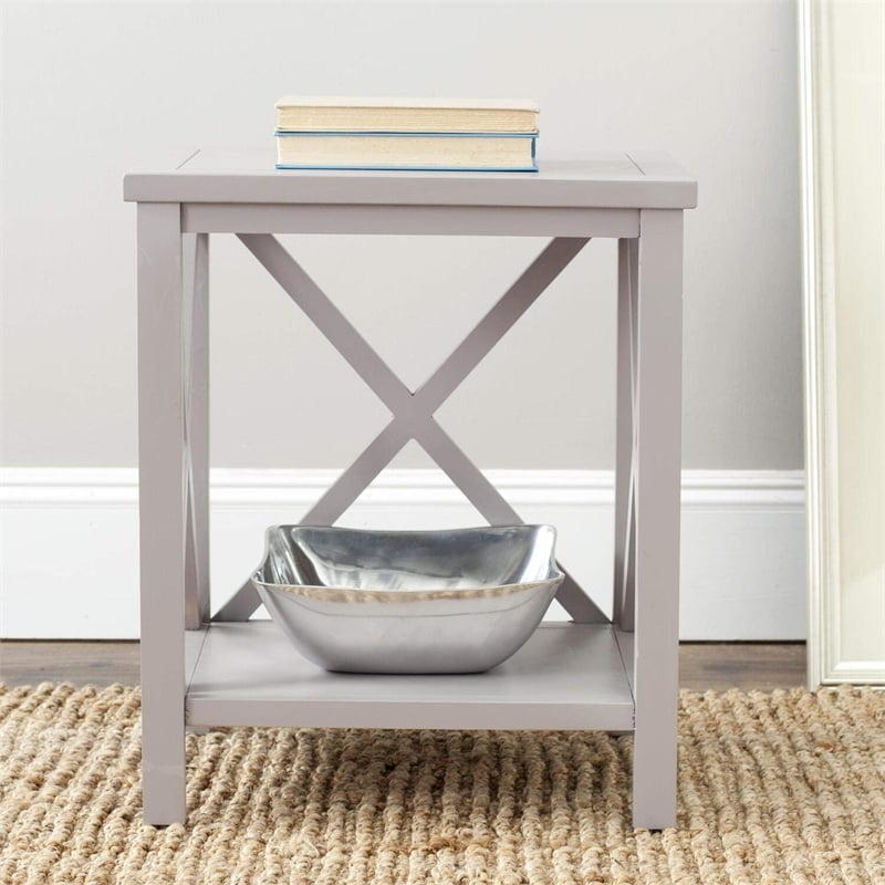 Safavieh Candence Poplar Wood End Table in Oak