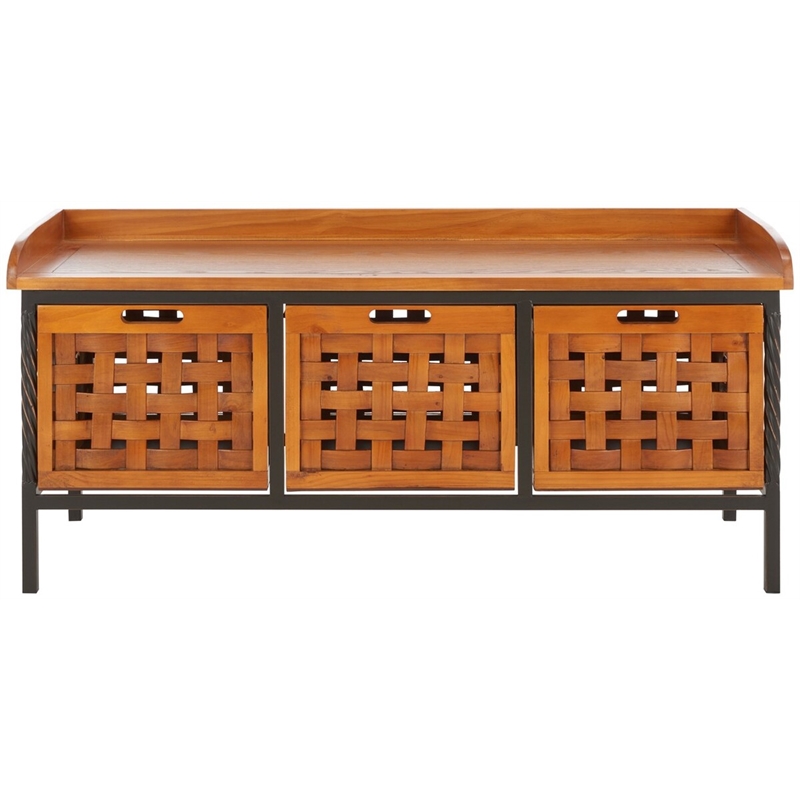 Safavieh Isaac 3 Drawer Wooden Storage Bench Pine In Oak
