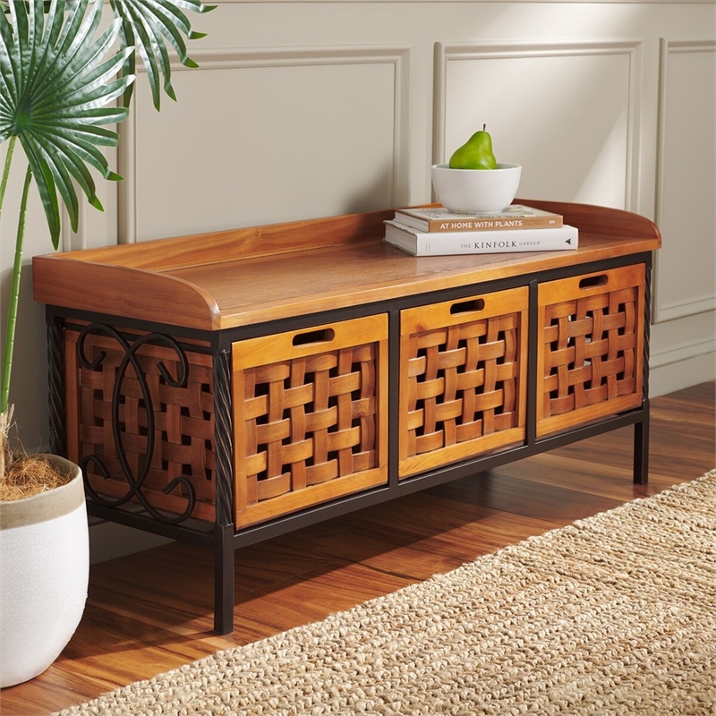 Safavieh Isaac 3 Drawer Wooden Storage Bench Pine In Oak