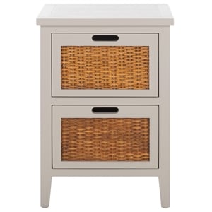 Safavieh Jonah Pine Wood Two Drawer End Table in Gray