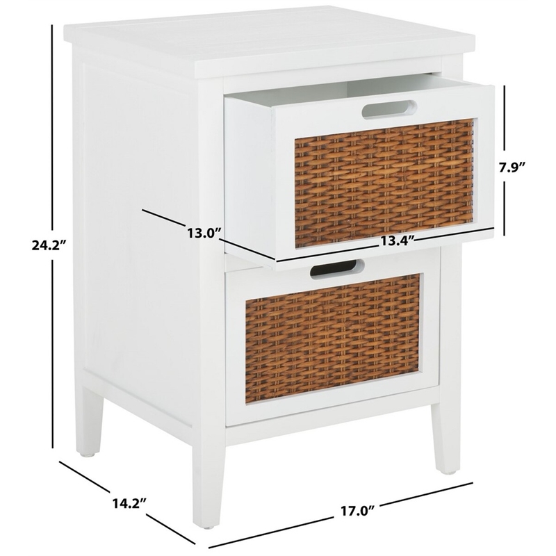 Safavieh Jonah Wood Two Drawer End Table in White