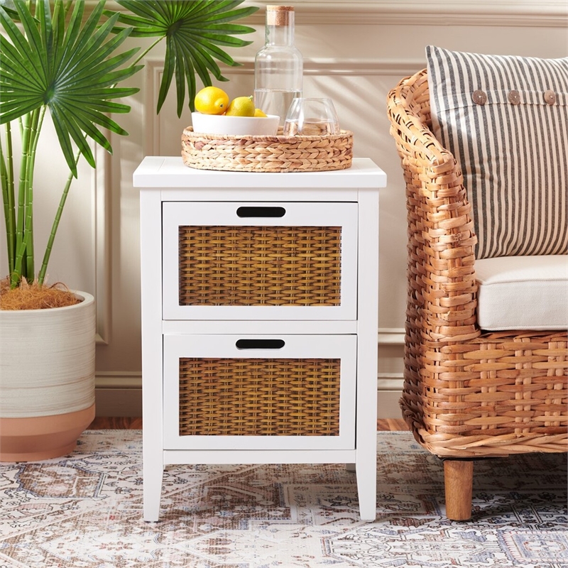 Safavieh Jonah Wood Two Drawer End Table in White