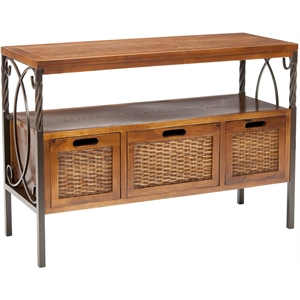 Safavieh Jasper Pine Wood Console Table in Pewter and Walnut