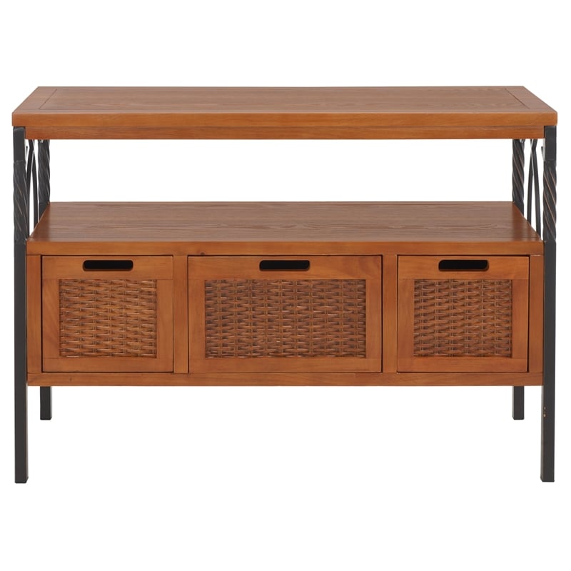 Safavieh Jasper Pine Wood Console Table in Pewter and Walnut