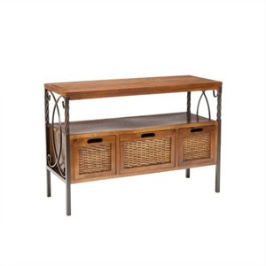 Safavieh Jasper Pine Wood Console Table in Pewter and Walnut