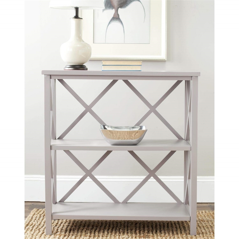 Safavieh Liam Pine Wood Open Bookcase in Grey