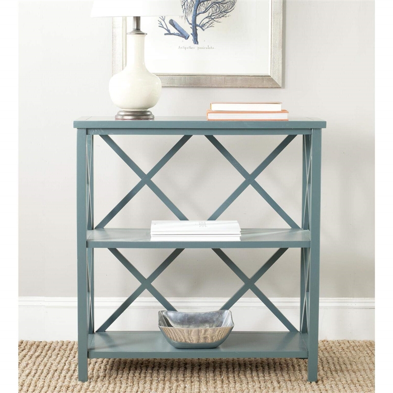 Safavieh Liam Pine Wood Open Bookcase in Grey