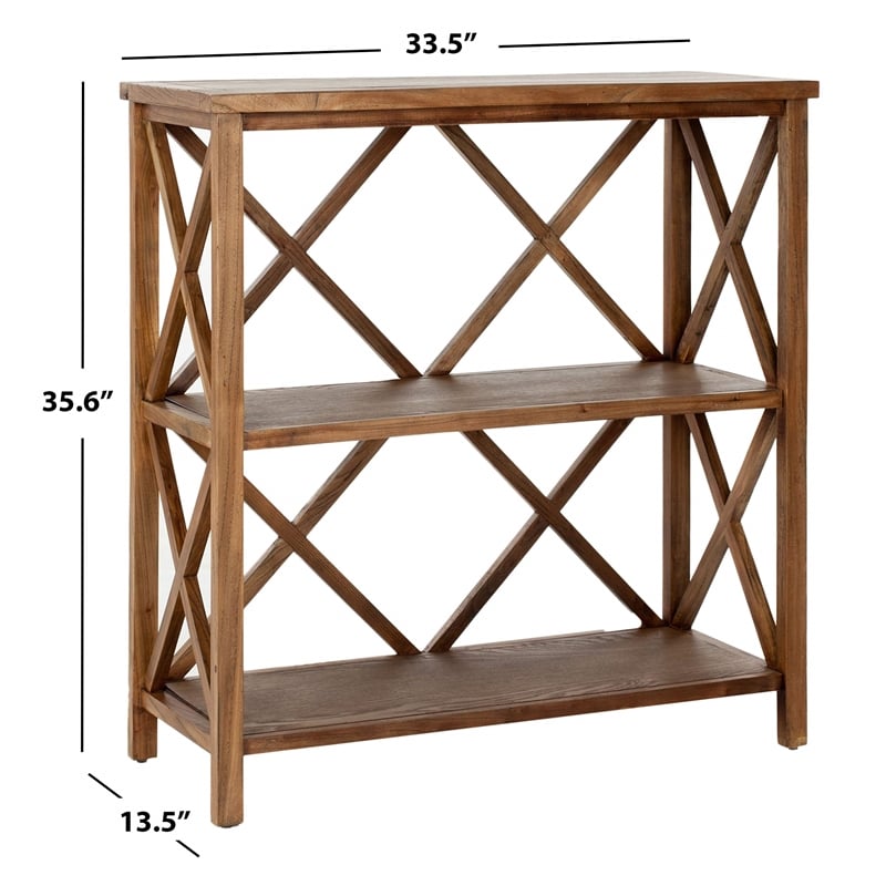 Safavieh Liam Elm Wood Open Bookcase in Oak
