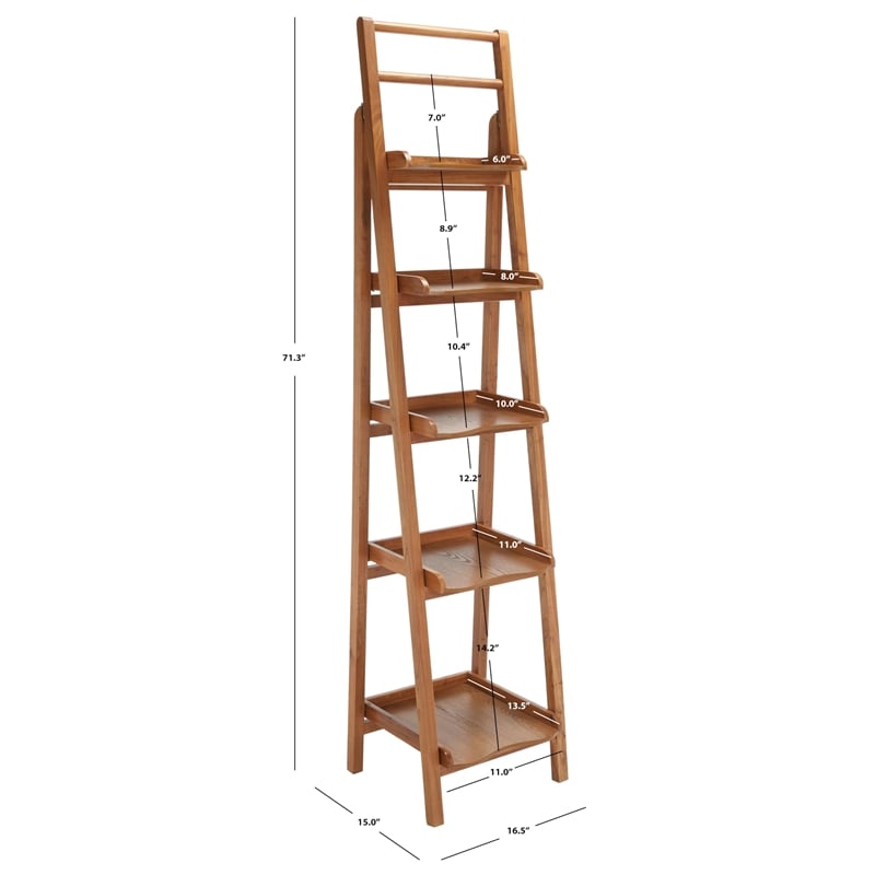 Safavieh Asher Pine Wood Leaning Etegere in Oak