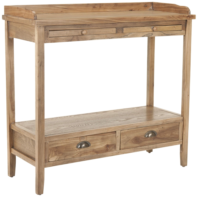 Safavieh Alice Elm Wood Console in Pickled Oak