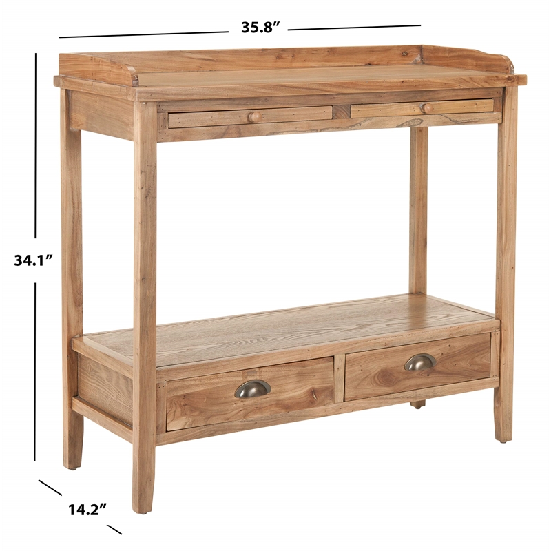 Safavieh Alice Elm Wood Console in Pickled Oak