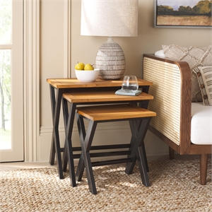 Safavieh Jay Elm Wood Tray Tables in Walnut