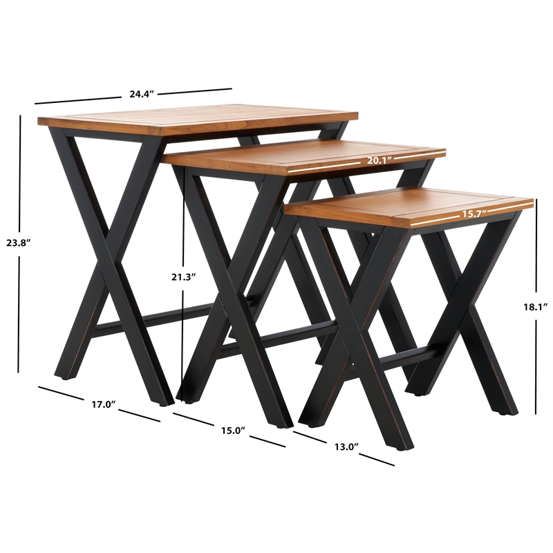 Safavieh Jay Elm Wood Tray Tables in Walnut