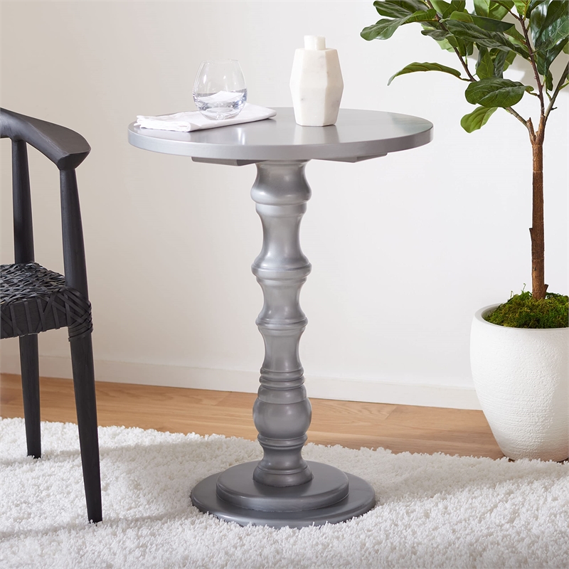 Safavieh Greta Pine Wood Accent Table in Silver
