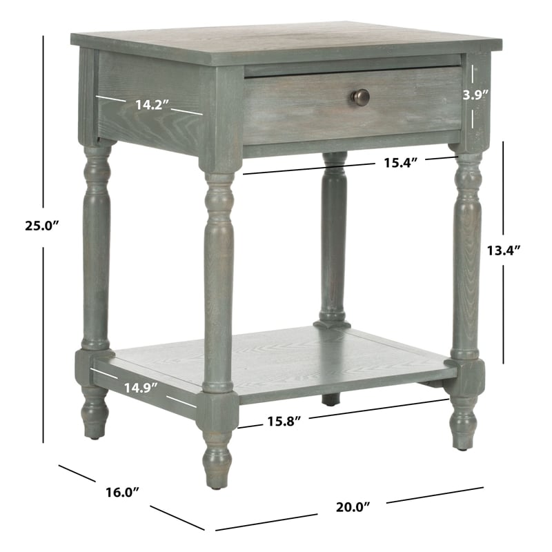 Safavieh Tami Elm Wood End Table in Ash Grey