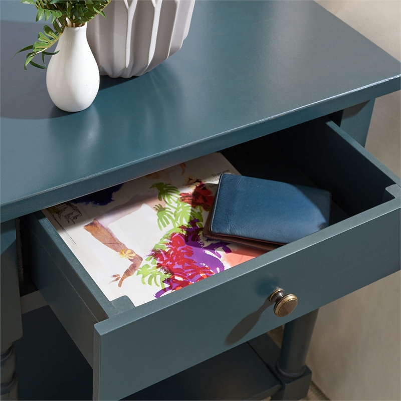 Safavieh Tami Pine Wood End Table in Dark Teal