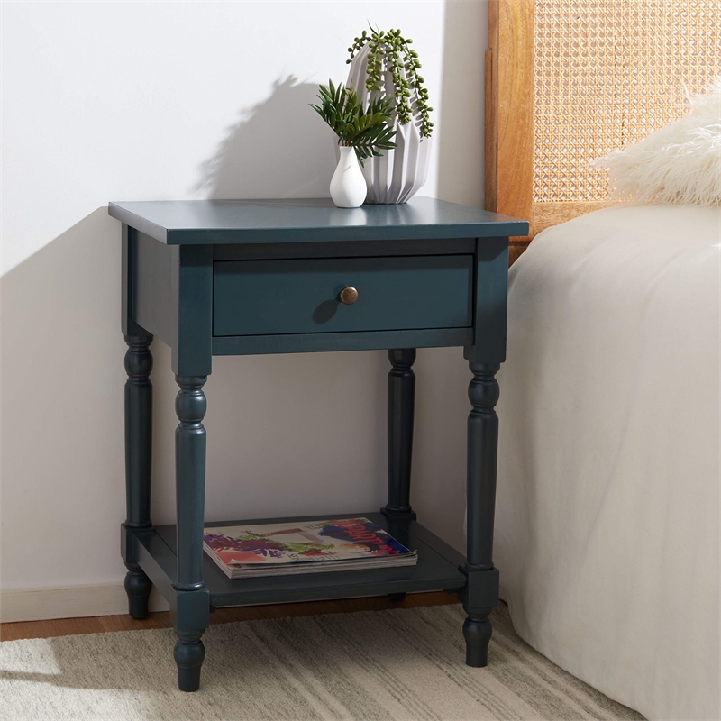 Safavieh Tami Pine Wood End Table in Dark Teal