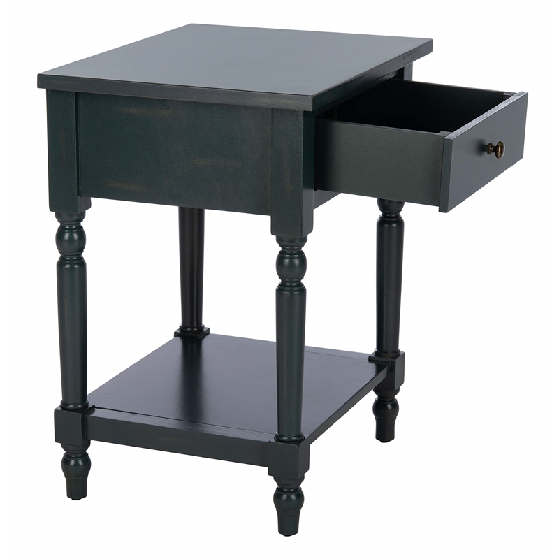 Safavieh Tami Pine Wood End Table in Dark Teal
