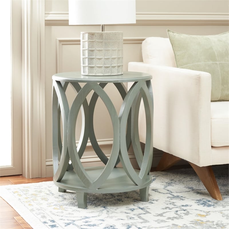 Safavieh Janika Poplar Wood Accent Table in Off White