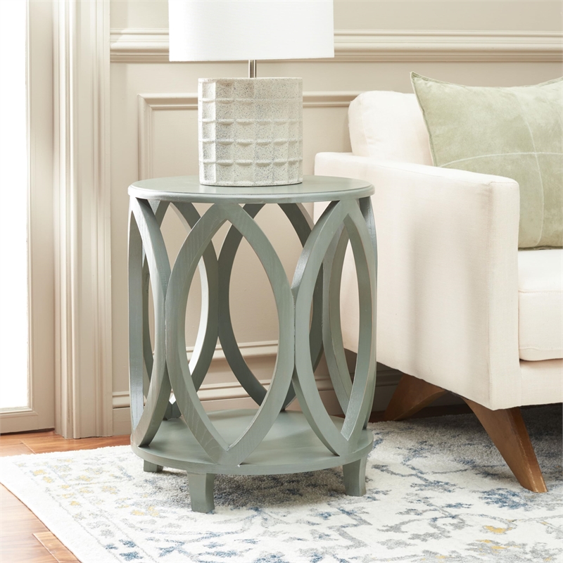 Safavieh Janika Elm Wood Accent Table in Ash Grey