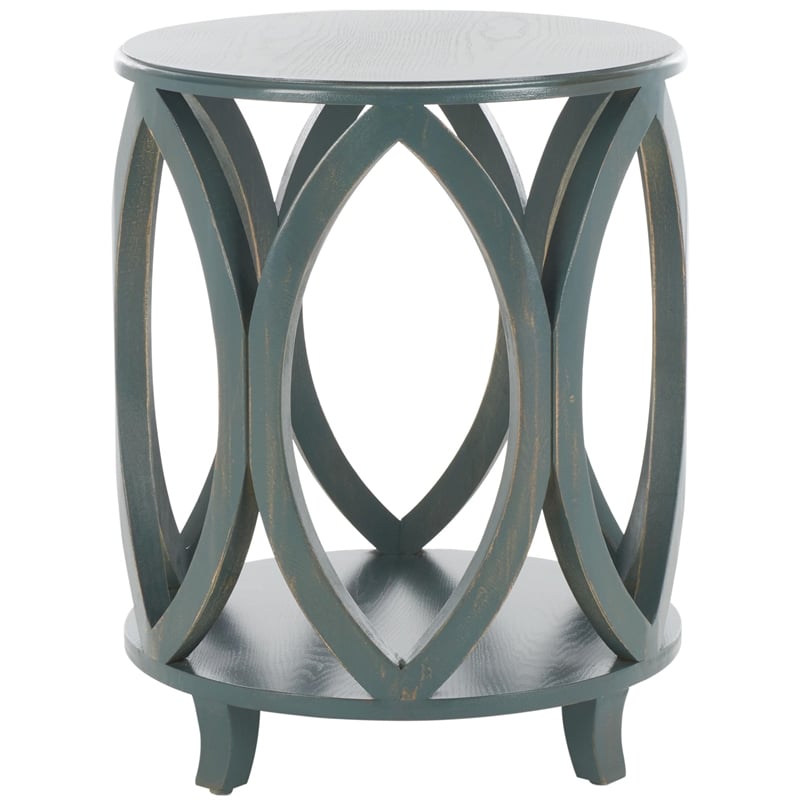 Safavieh Janika Pine Wood Accent Table in Dark Teal