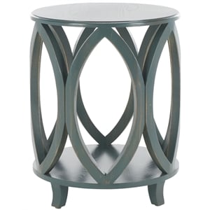 Safavieh Janika Pine Wood Accent Table in Dark Teal