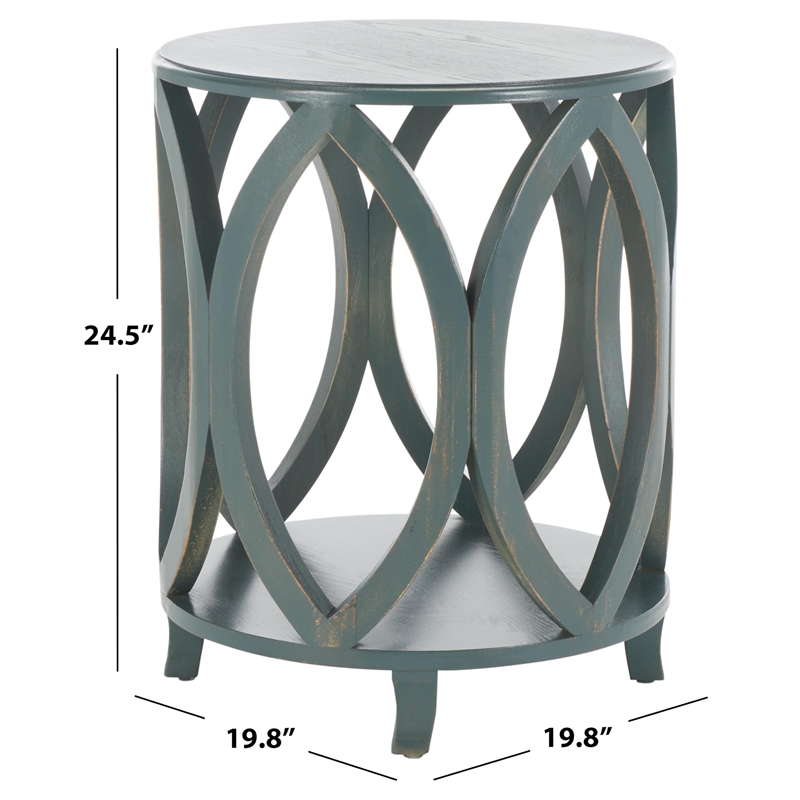 Safavieh Janika Pine Wood Accent Table in Dark Teal