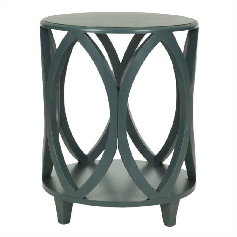 Safavieh Janika Pine Wood Accent Table in Dark Teal | Cymax Business