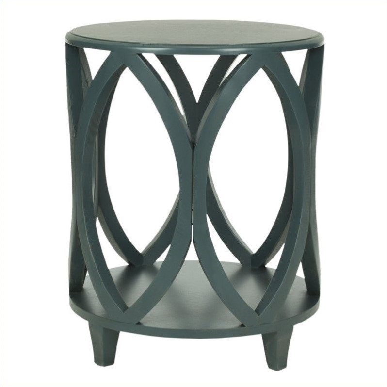 Safavieh Janika Pine Wood Accent Table in Dark Teal AMH6607C