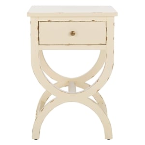 Safavieh Maxine Poplar Wood Night Table in Distressed Vanilla