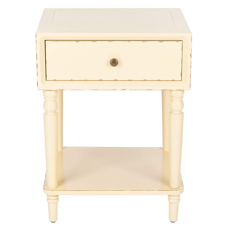 Safavieh Siobhan Poplar Wood Night Table in Distressed Vanilla