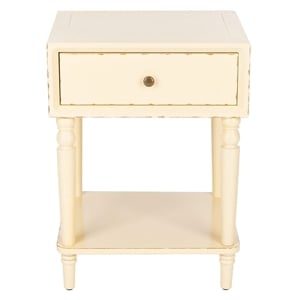 Safavieh Siobhan Poplar Wood Night Table in Distressed Vanilla