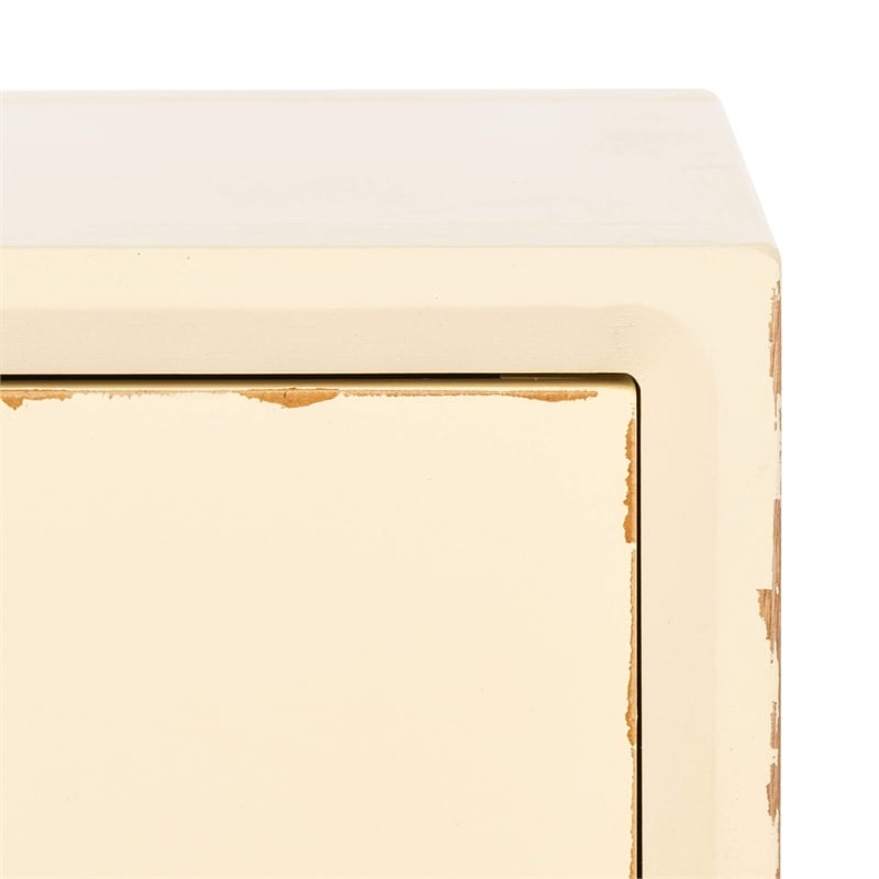Safavieh Siobhan Poplar Wood Night Table in Distressed Vanilla