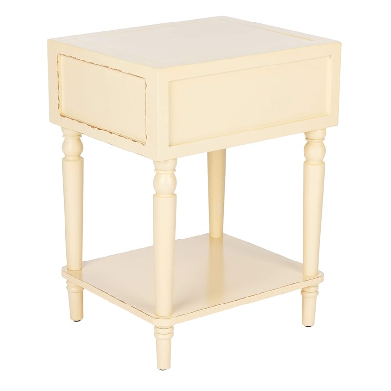 Safavieh Siobhan Poplar Wood Night Table in Distressed Vanilla