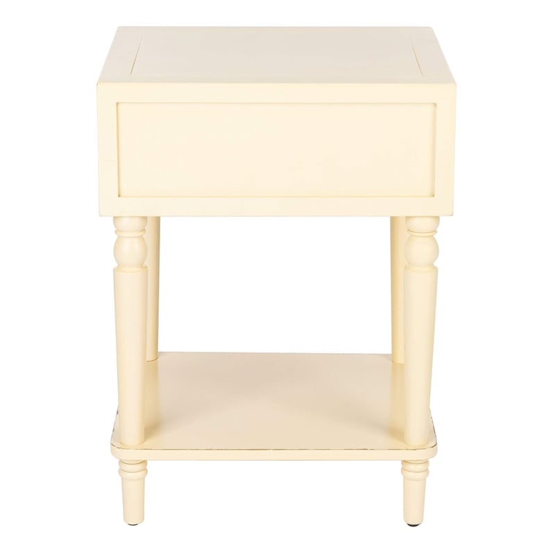 Safavieh Siobhan Poplar Wood Night Table in Distressed Vanilla