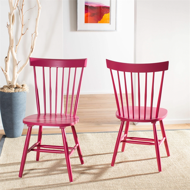 Safavieh Joslyn Oak  Dining Chair in Rasberry (Set Of 2)