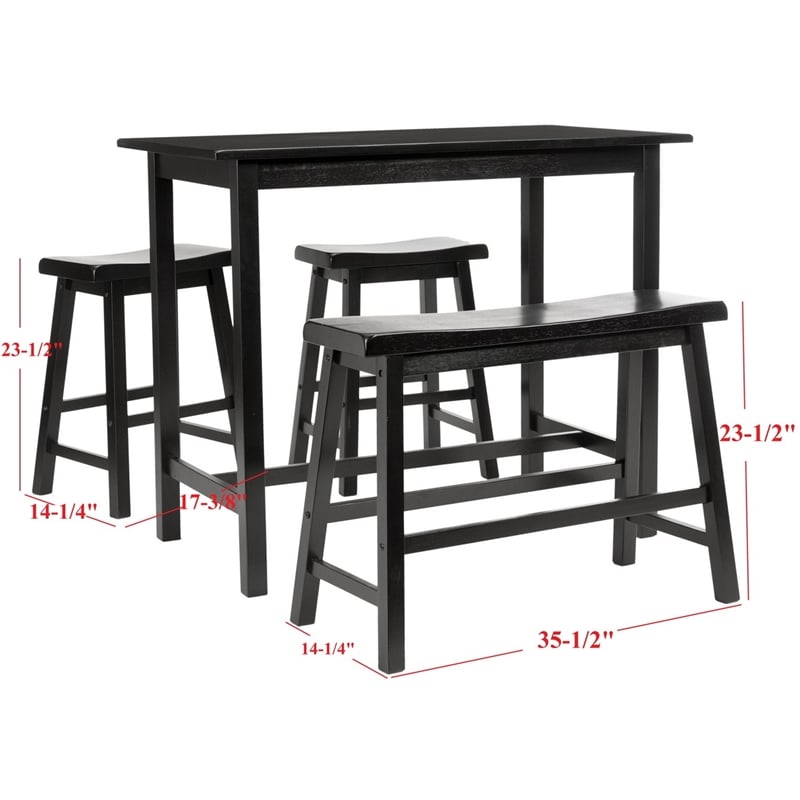 Safavieh Hailey 4 Pc Oak Set Pub Table in Espresso