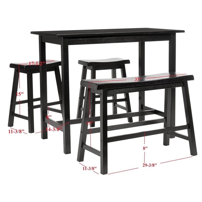 Safavieh Hailey 4 Pc Oak Set Pub Table in Espresso