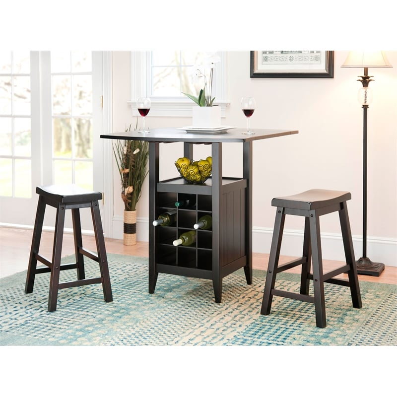 Safavieh Casey 3 Pc Oak Set Drop Leaf Pub Table in Espresso