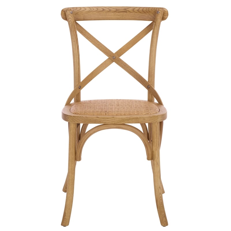 Safavieh Franklin X Curvy Back and Rounded Seat Wood Chair in Natural Oak