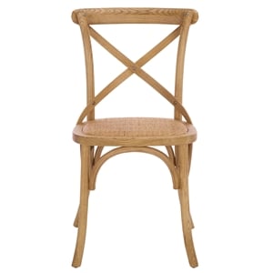 Safavieh Franklin X Curvy Back and Rounded Seat Wood Chair in Natural Oak